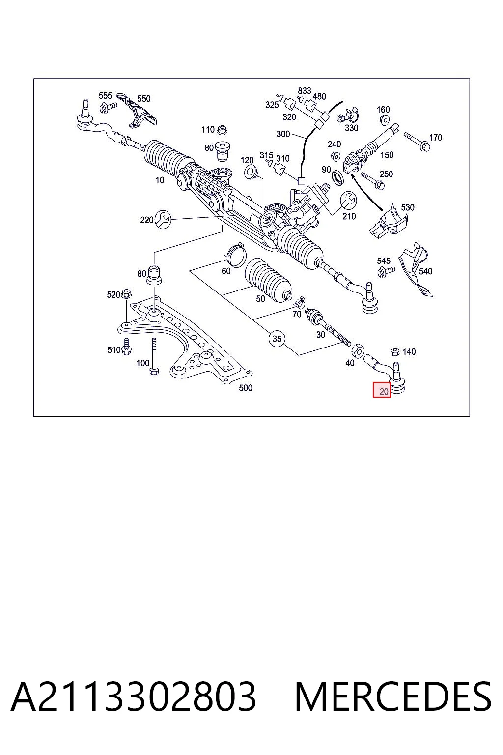 A2113302803 Mercedes Końcówka drążka kierowniczego zewnętrzna