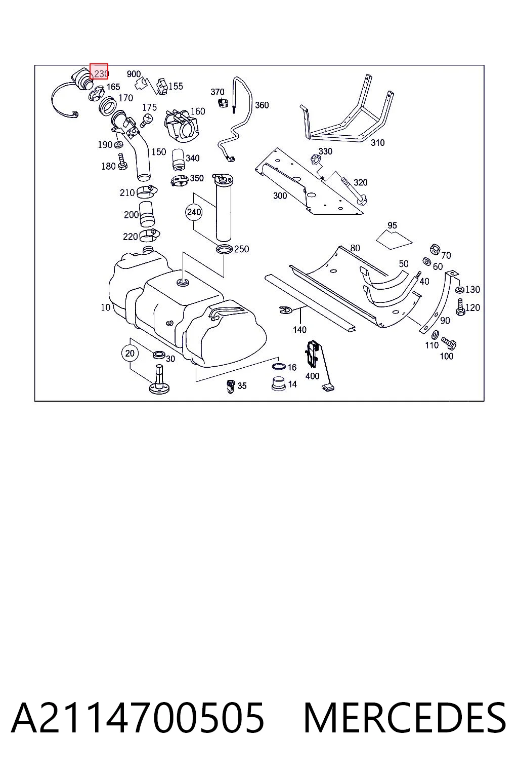 A2114700505 Mercedes Korek wlewu paliwa