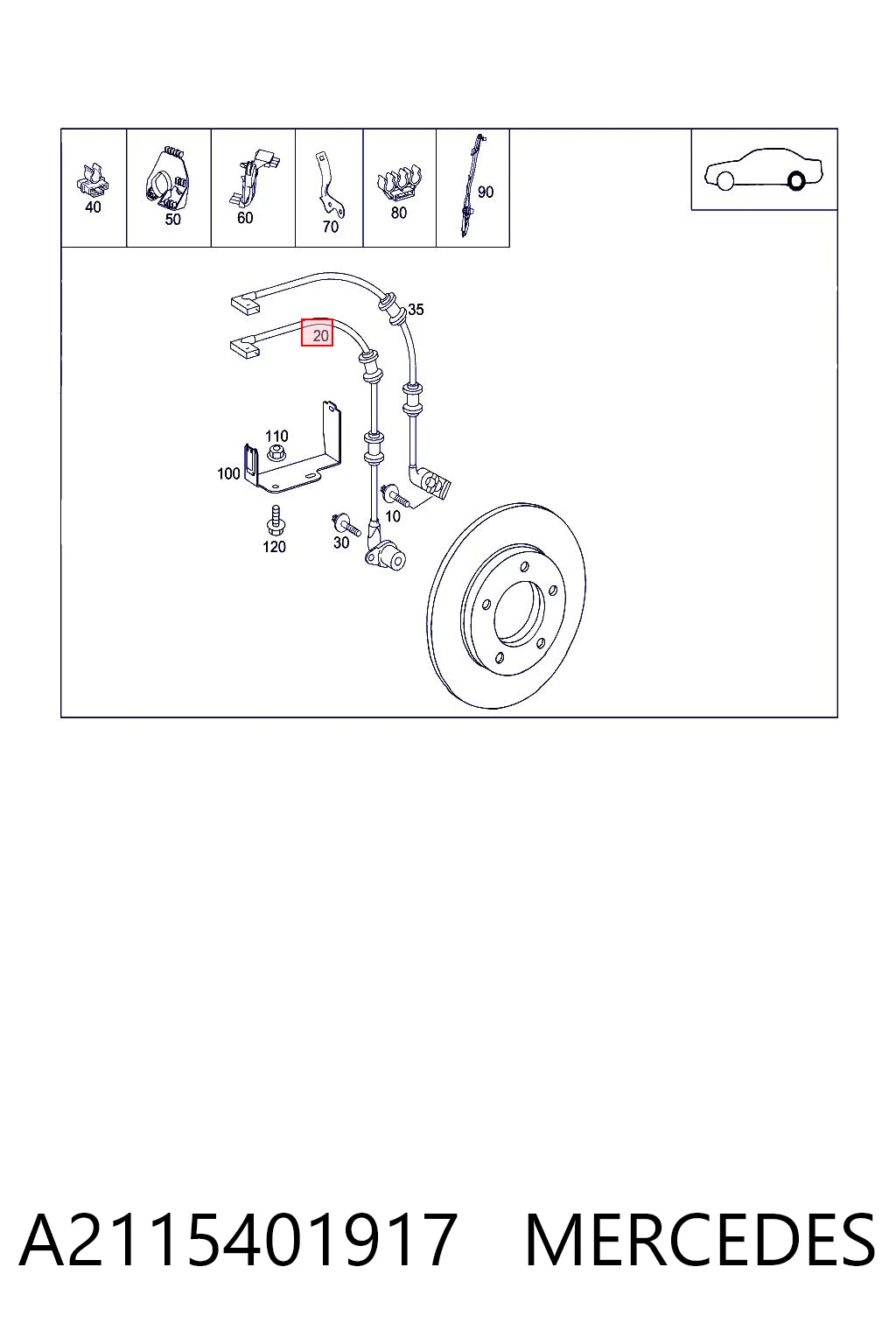 A2115401917 Mercedes Czujnik ABS tylny