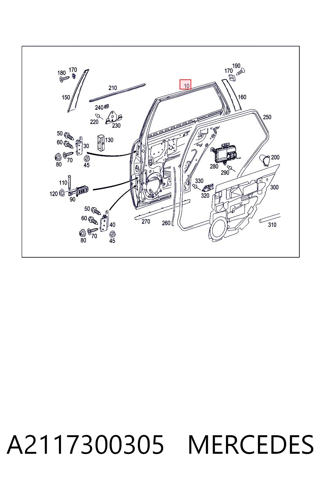 Drzwi tylne lewe Mercedes E kombi (S211) (2003 - 2009) cena, od 281,33 USD