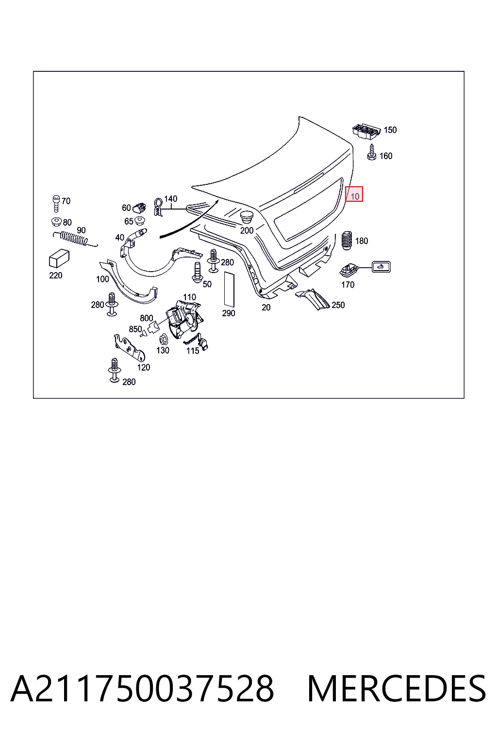 Klapa bagażnika Mercedes E sedana (W211) (2002 - 2008) cena, od 234,36 USD