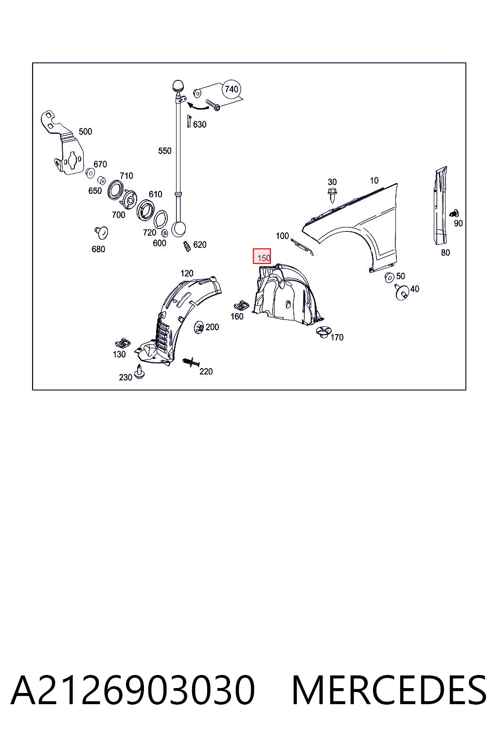 A2126903030 Mercedes Nadkole błotnika przedniego lewe tylne