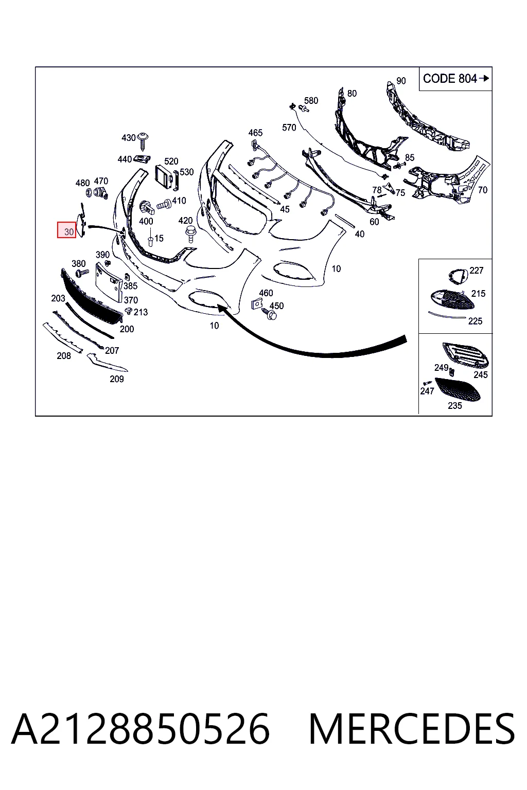 A2128850526 Mercedes Zaślepka haku holowniczego zderzaka przednia