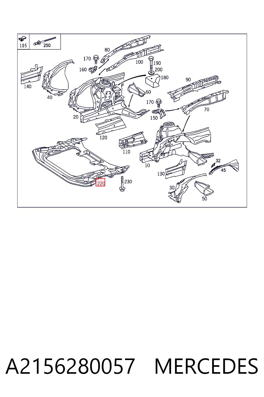 Korpus osi przedniej Mercedes S sedana (W220) (1998 - 2005) cena, od 219,57 USD