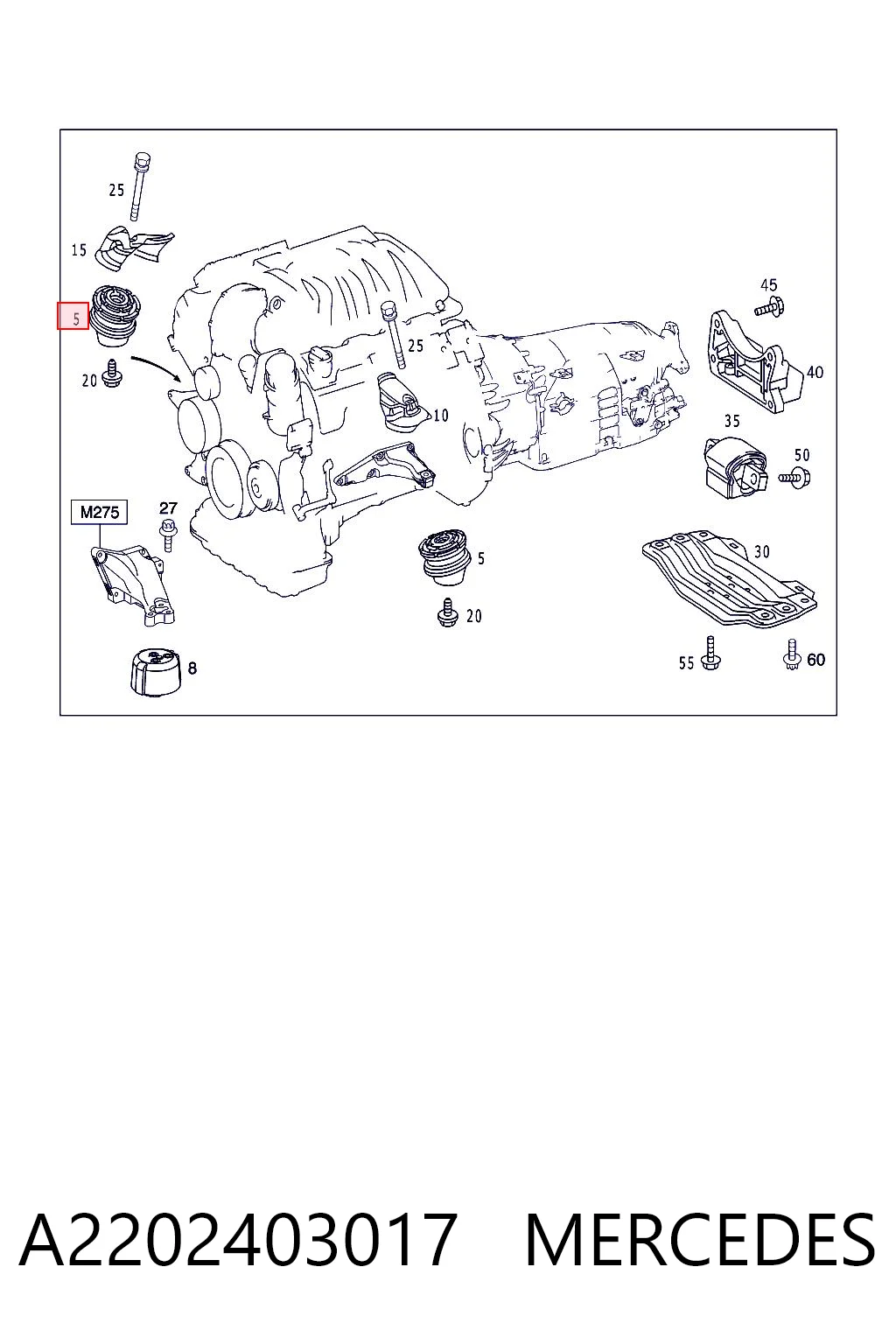 Poduszka (podpora) silnika przednia Mercedes C sedana (W203) (2000 - 2007) cena, od 91,17 USD