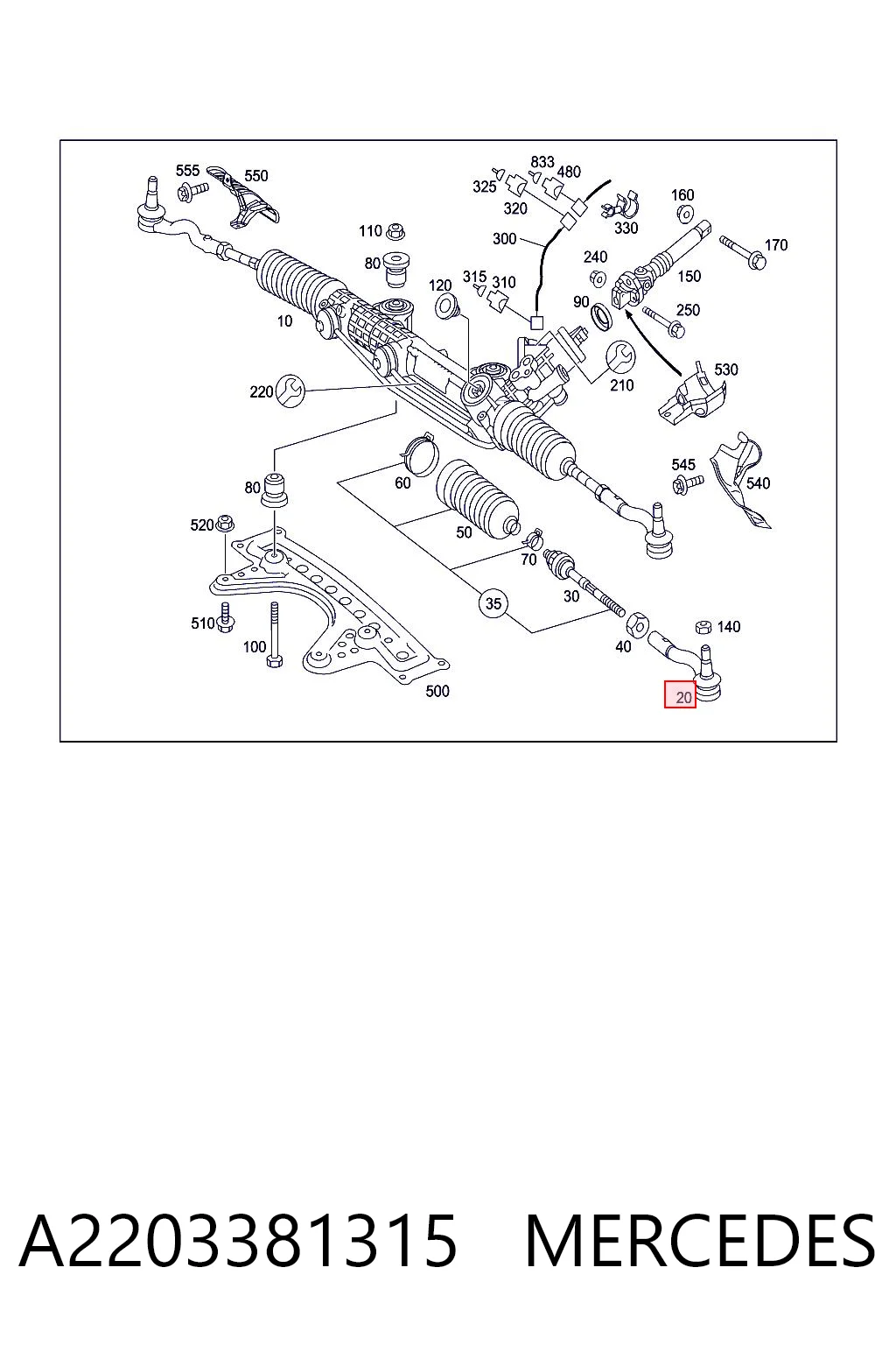 A2203381315 Mercedes Końcówka drążka kierowniczego zewnętrzna