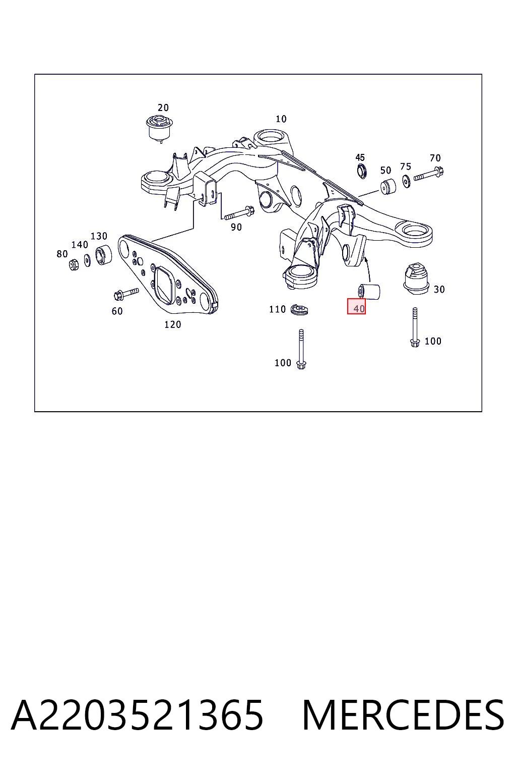 A2203521365 Mercedes Silentblock tylnej belki