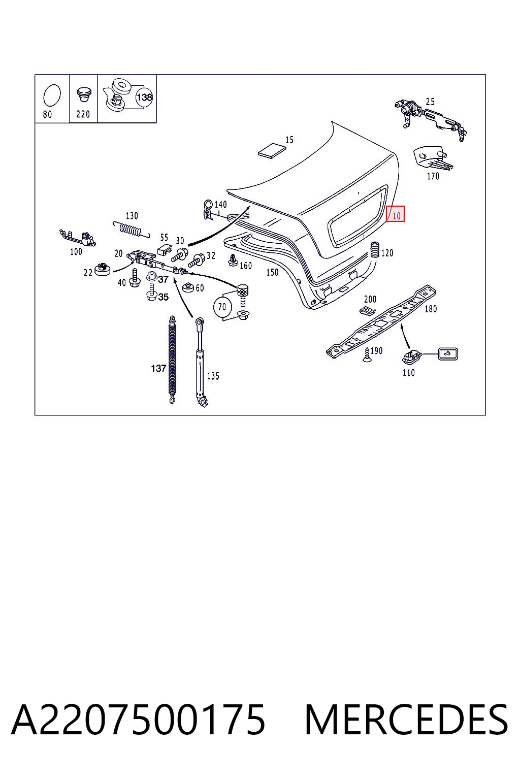 Klapa bagażnika Mercedes S sedana (W220) (1998 - 2005) cena, od 252,16 USD