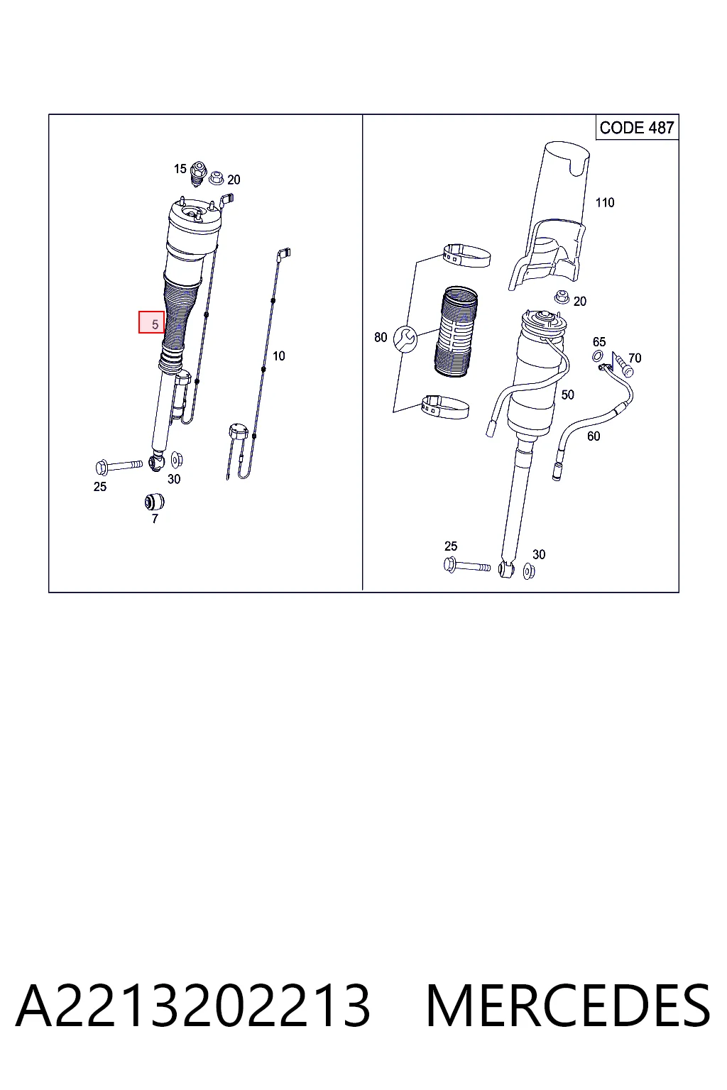 A2213202213 Mercedes Amortyzator tylny prawy