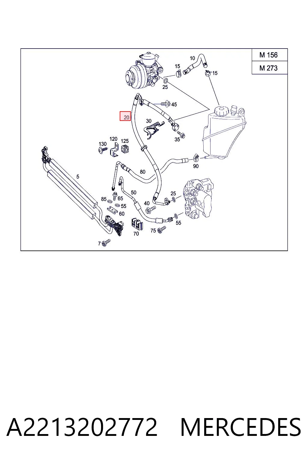 Przewód hydraulicznego układu wspomagania wysokiego ciśnienia, od pompy do maglownicy (mechanizmu) do Mercedes S  W221