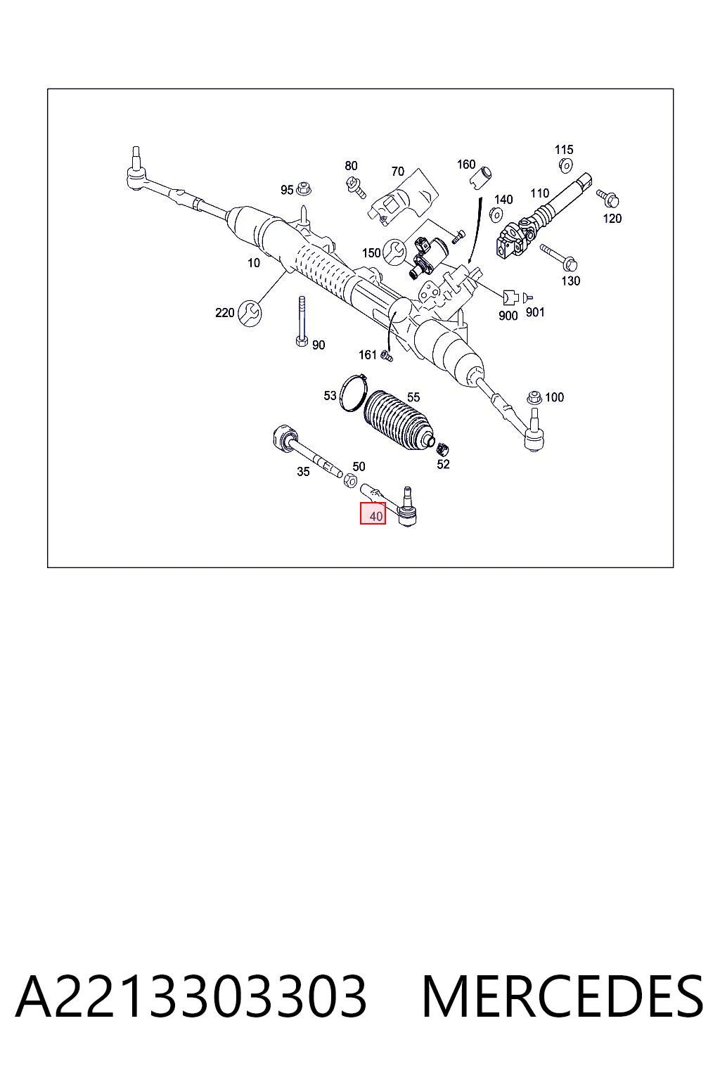 A2213303303 Mercedes Końcówka drążka kierowniczego zewnętrzna