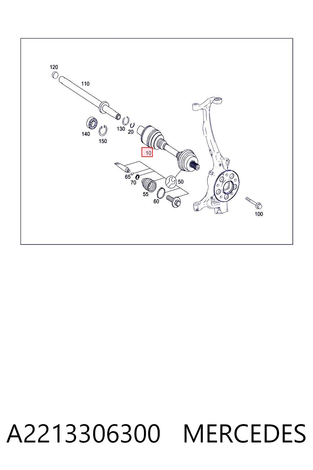 A2213306300 Mercedes Półoś napędowa przednia lewa