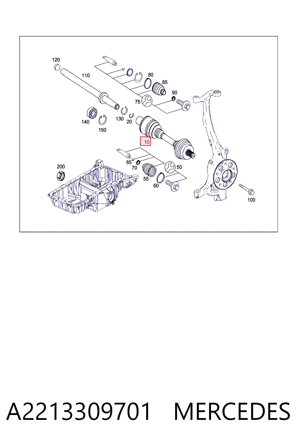 A2213309701 Mercedes Półoś napędowa przednia lewa