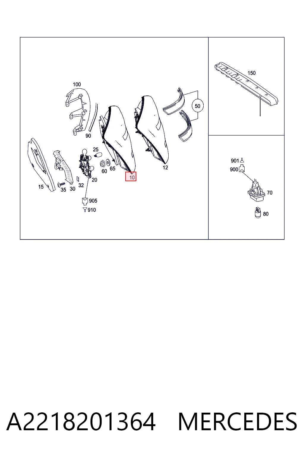 A2218201364 Mercedes Lampa zespolona tylna lewa