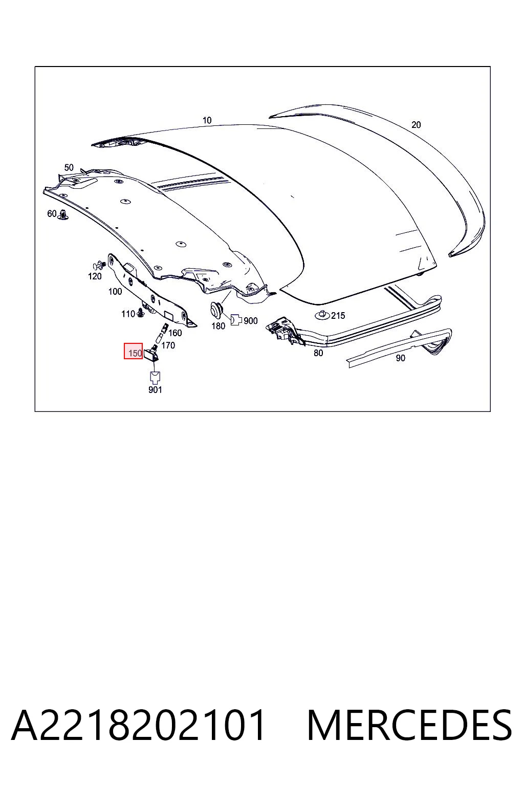 A2218202101 Mercedes Lampa oświetlenia bagażnika