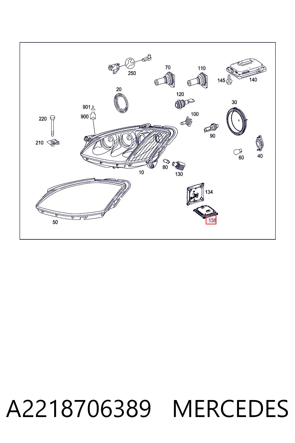 A2218706389 Mercedes Sterownik lamp pozycyjnych
