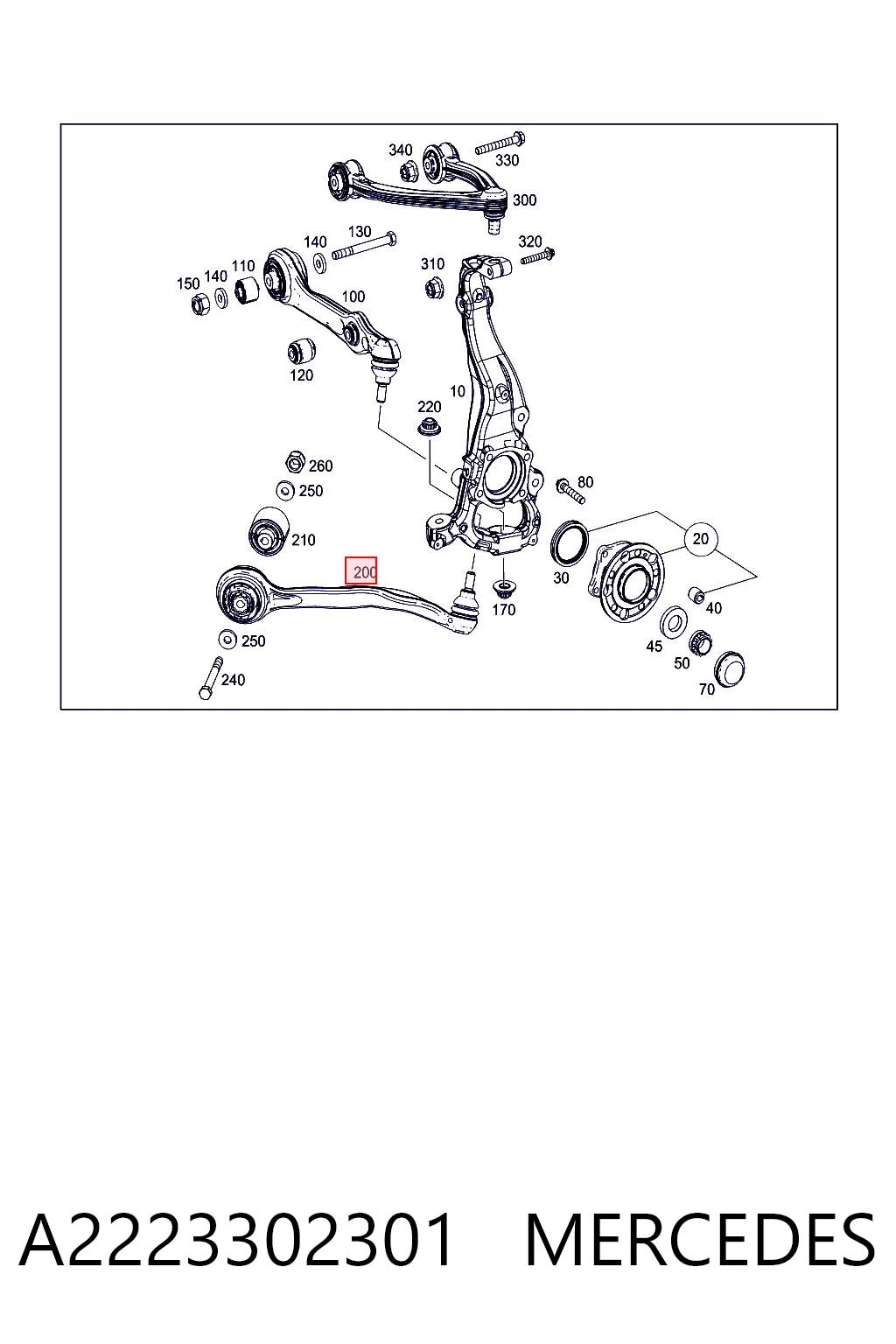 A2223302301 Mercedes Wahacz zawieszenia przedniego dolny lewy