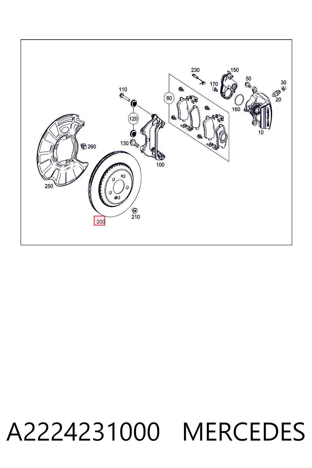 A2224231000 Mercedes Tarcza hamulcowa tylna