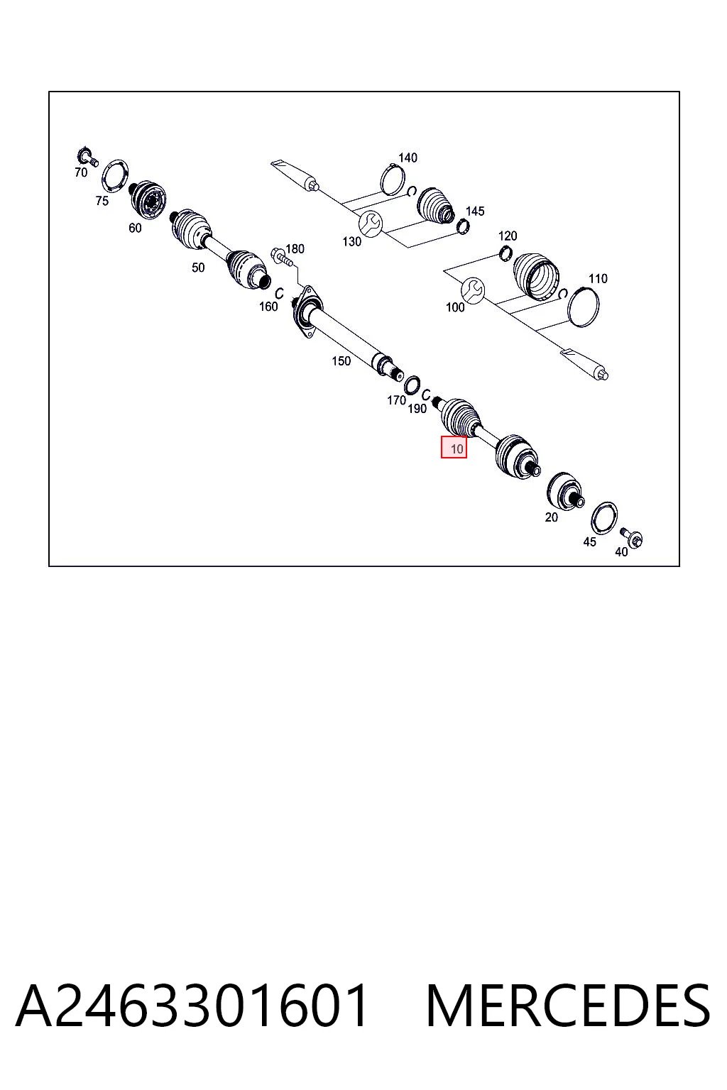 A2463301601 Mercedes Półoś napędowa przednia lewa