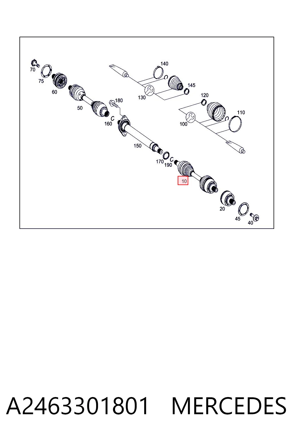 A2463301801 Mercedes Półoś napędowa przednia lewa