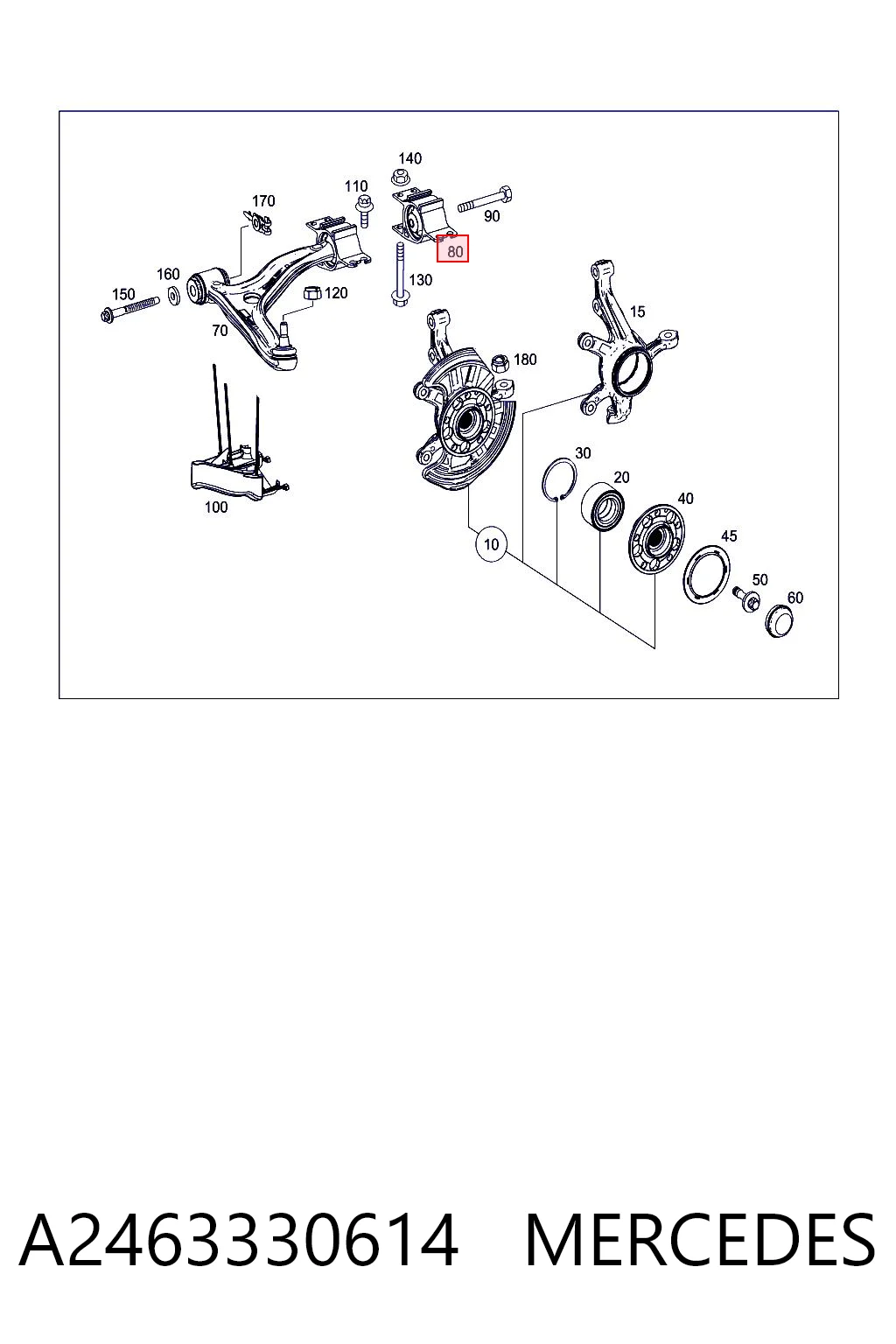 A2463330614 Mercedes Silentblock przedniego wahacza dolnego