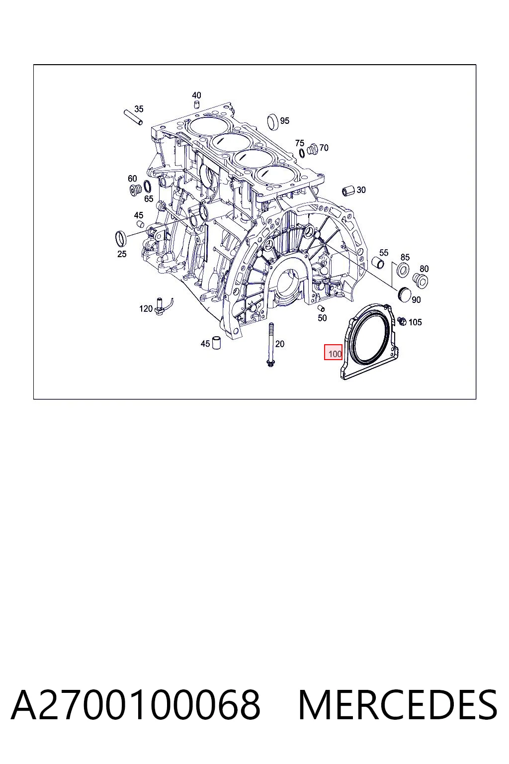 A2700100068 Mercedes Uszczelniacz wału korbowego silnika tylny