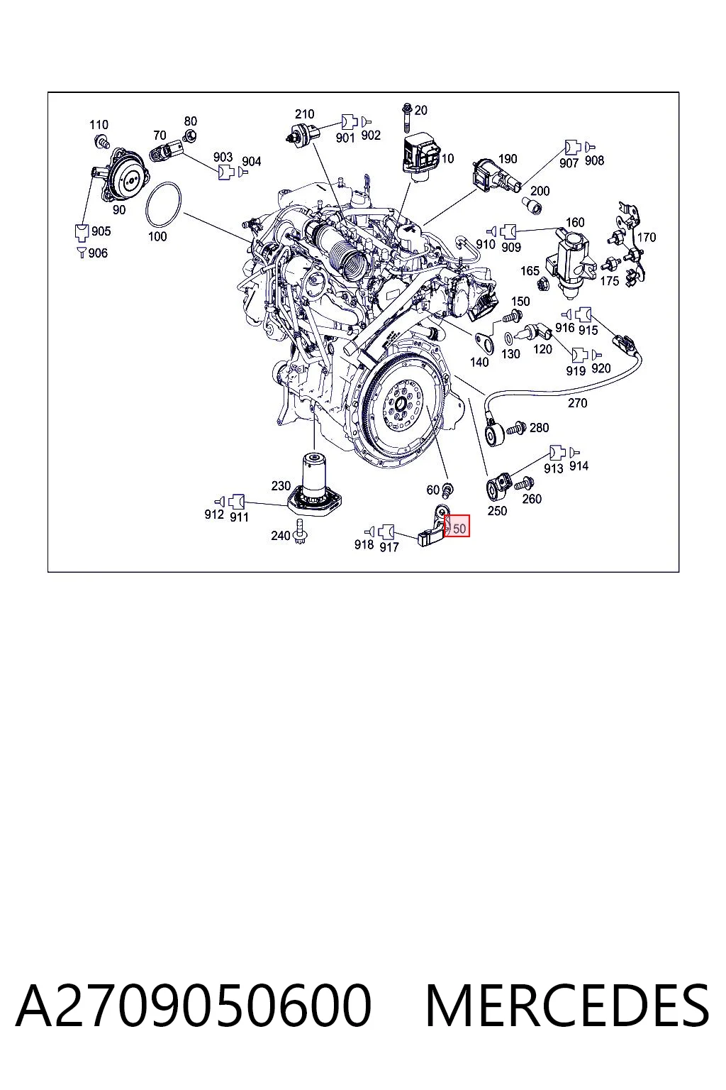 A2709050600 Mercedes Czujnik położenia wału korbowego