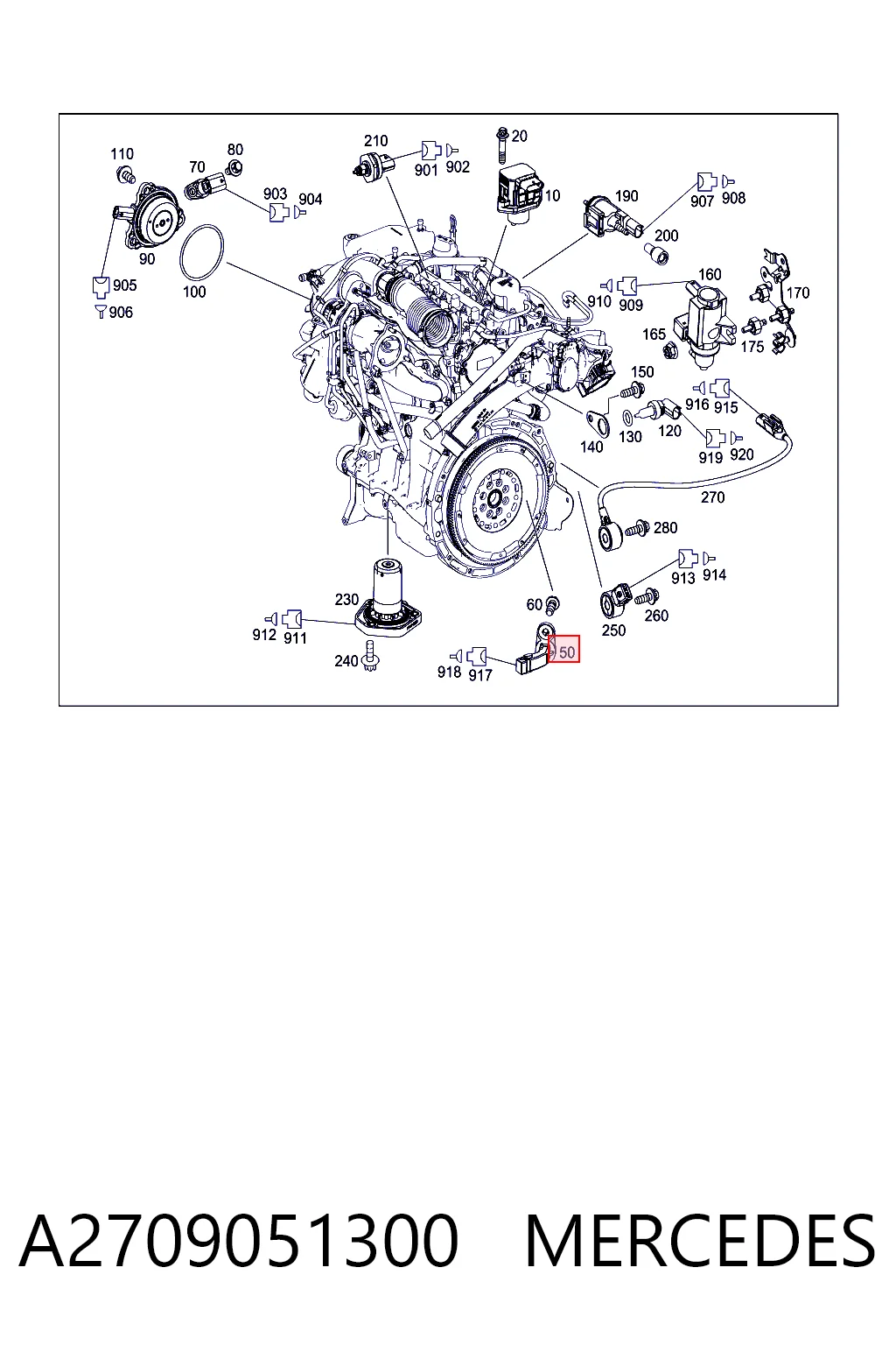 A2709051300 Mercedes Czujnik położenia wału korbowego