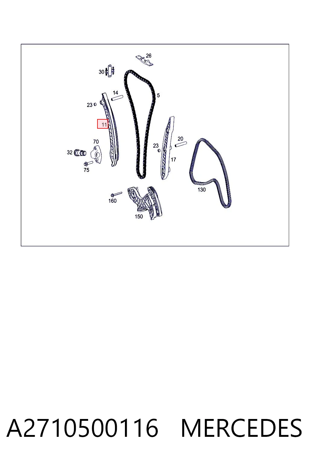 A2710500116 Mercedes Prowadnica napinacza łańcucha rozrządu