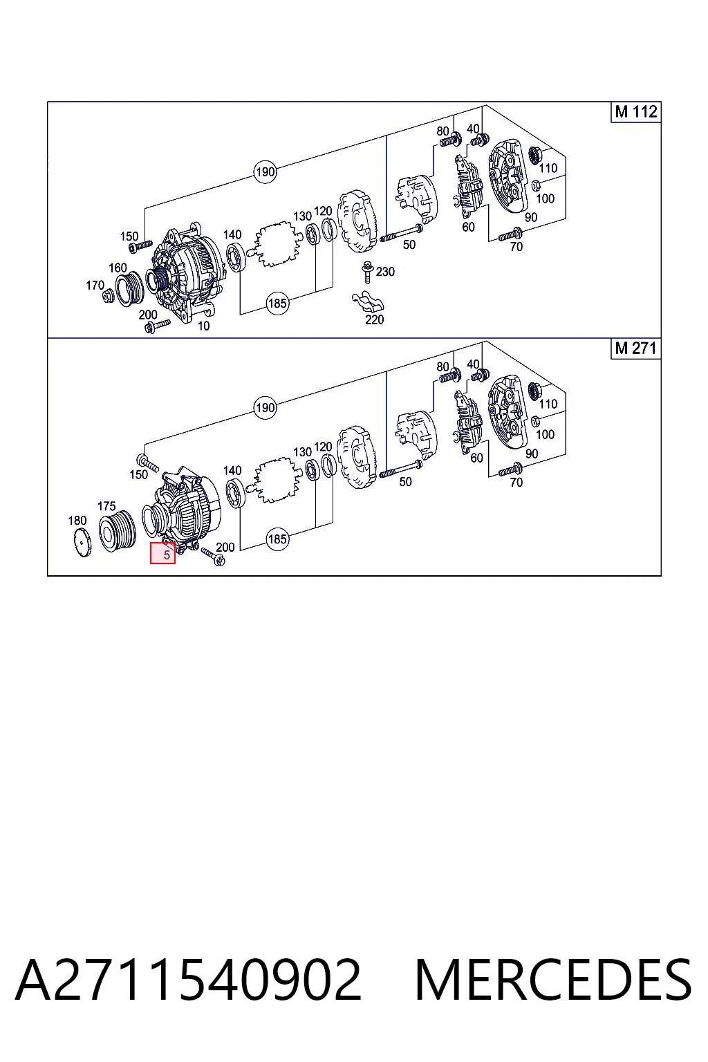 A2711540902 Mercedes Alternator