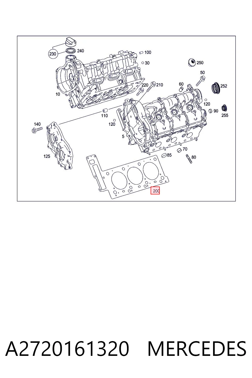 A2720161320 Mercedes Uszczelka głowicy cylindrów lewa