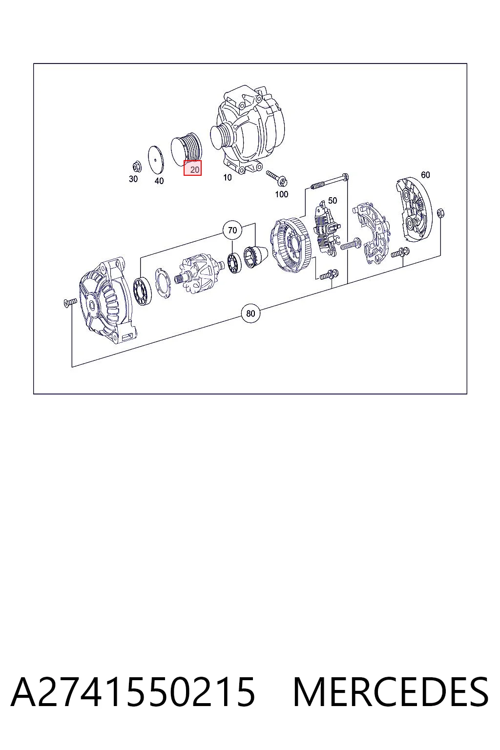 A2741550215 Mercedes Koło pasowe alternatora