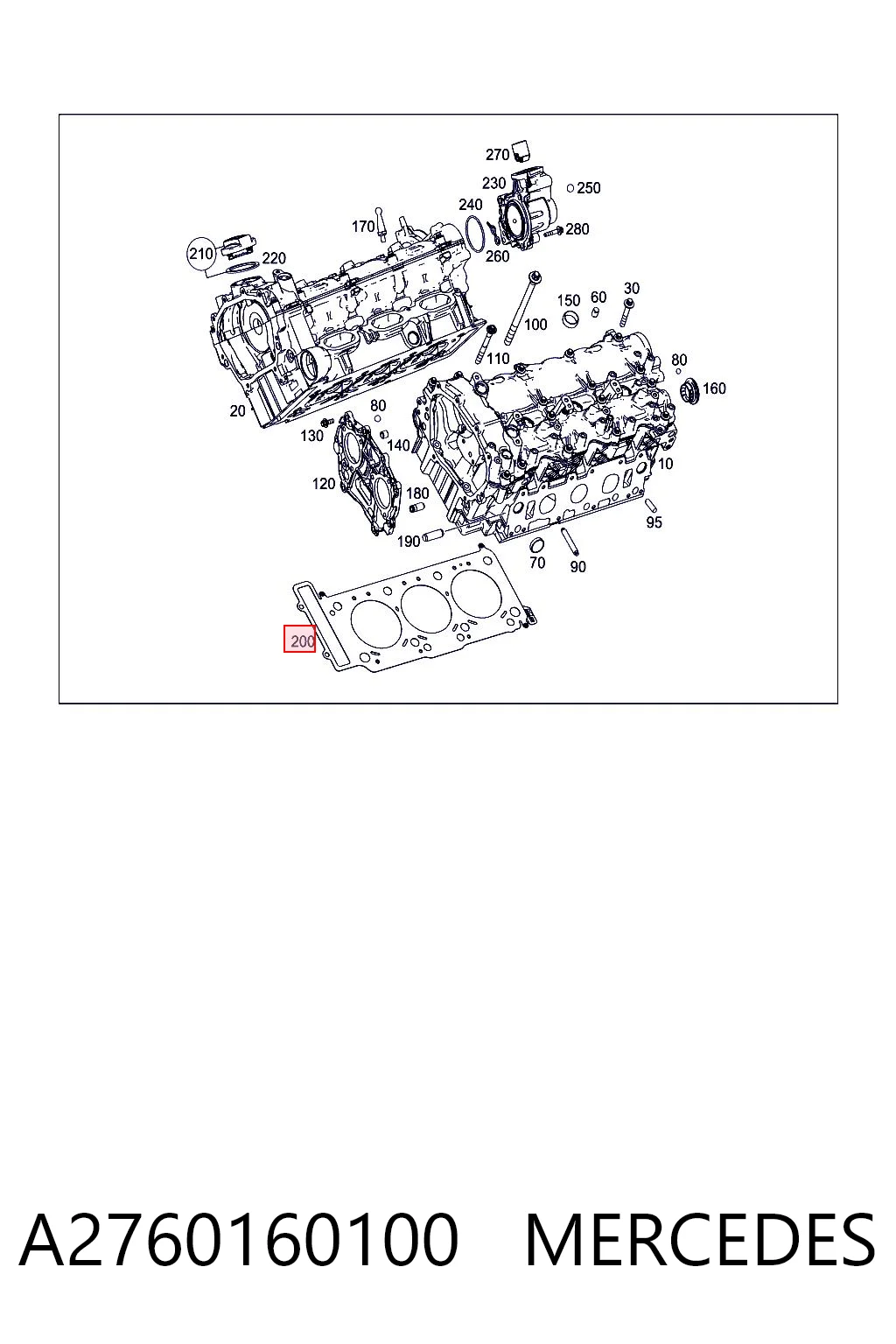 A2760160100 Mercedes Uszczelka głowicy cylindrów lewa