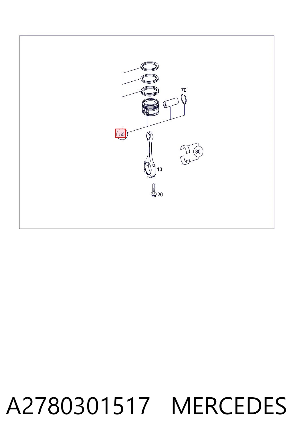 Tłok, komplet do jednego cylindru, STD Mercedes ML/GLE SUV (W166) (2011 - 2014) cena, od 515,66 USD