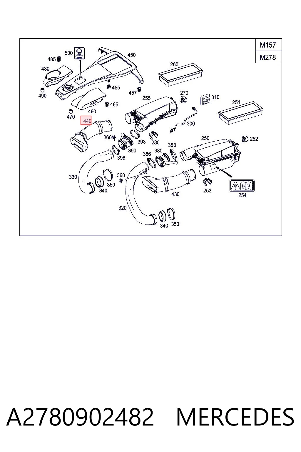 A2780902482 Mercedes Wlot powietrza do filtra powietrza