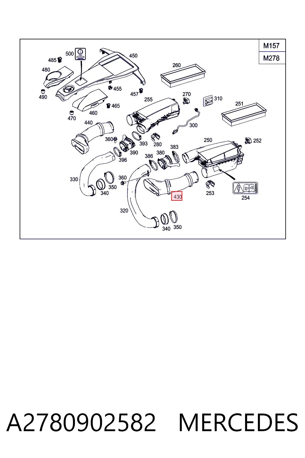 A2780902582 Mercedes Wlot powietrza do filtra powietrza