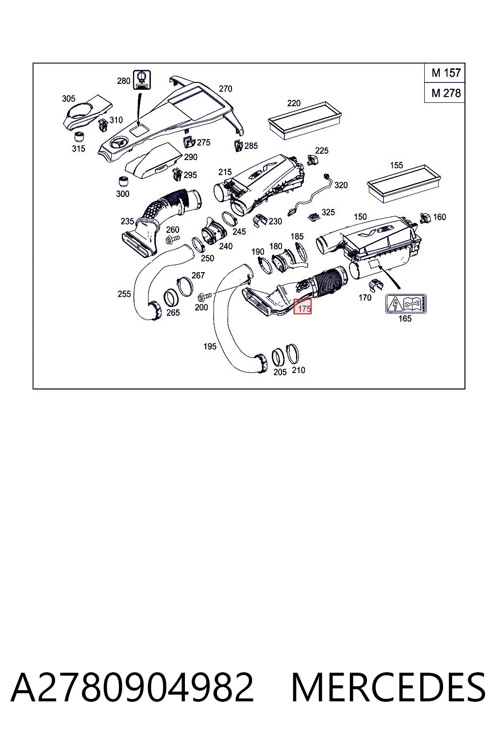 A2780904982 Mercedes Wlot powietrza do filtra powietrza