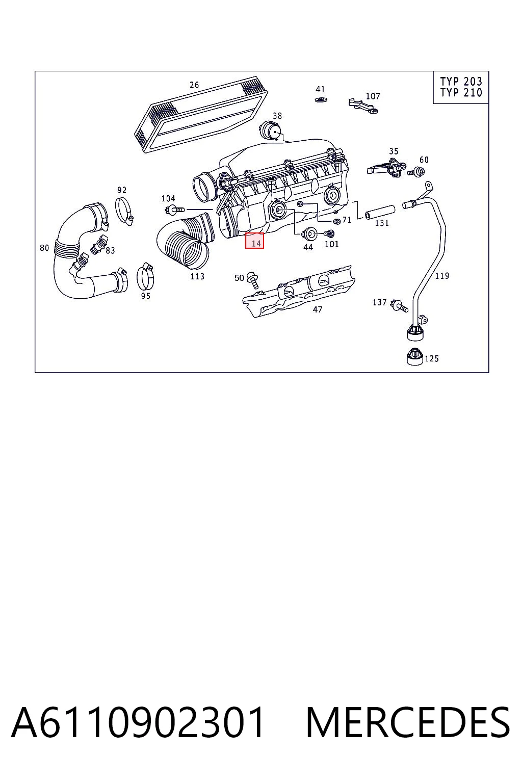 Obudowa filtra powietrza Mercedes ML/GLE SUV (W163) (1998 - 2005) cena, od 104,64 USD