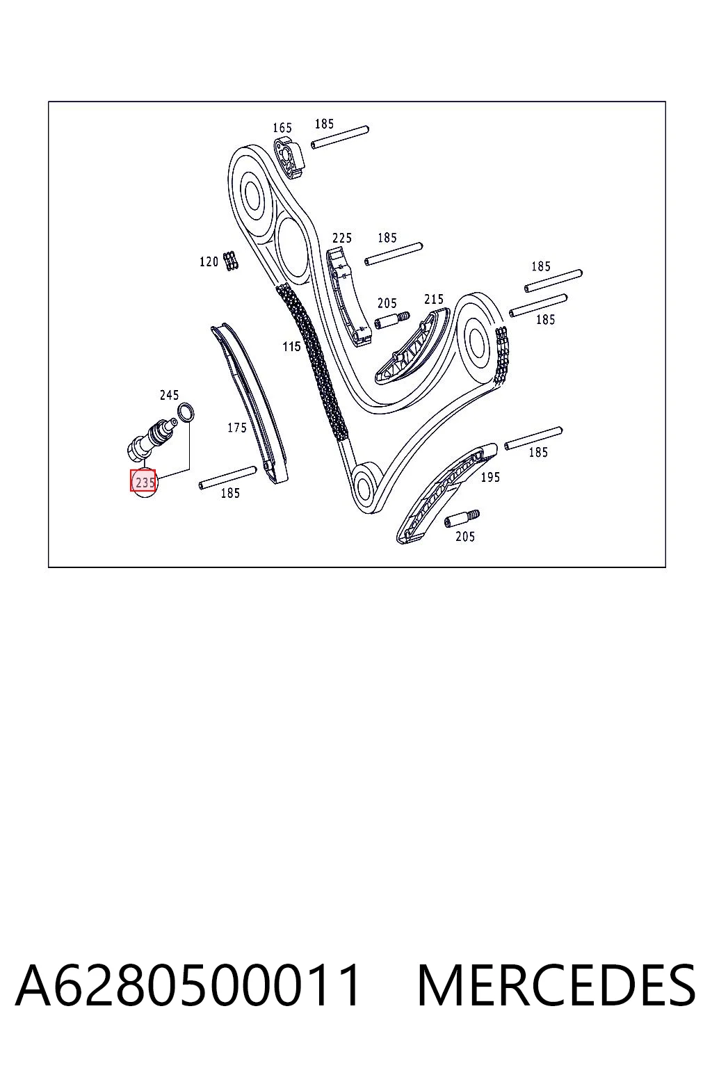 A6280500011 Mercedes Napinacz łańcucha rozrządu