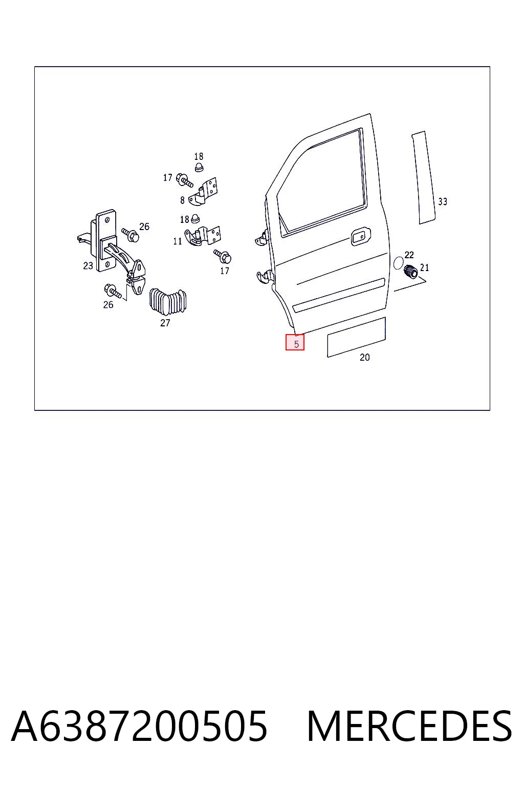 Drzwi przednie prawe Mercedes Vito I awangarda (638) (1997 - 2003) cena, od 201,25 USD