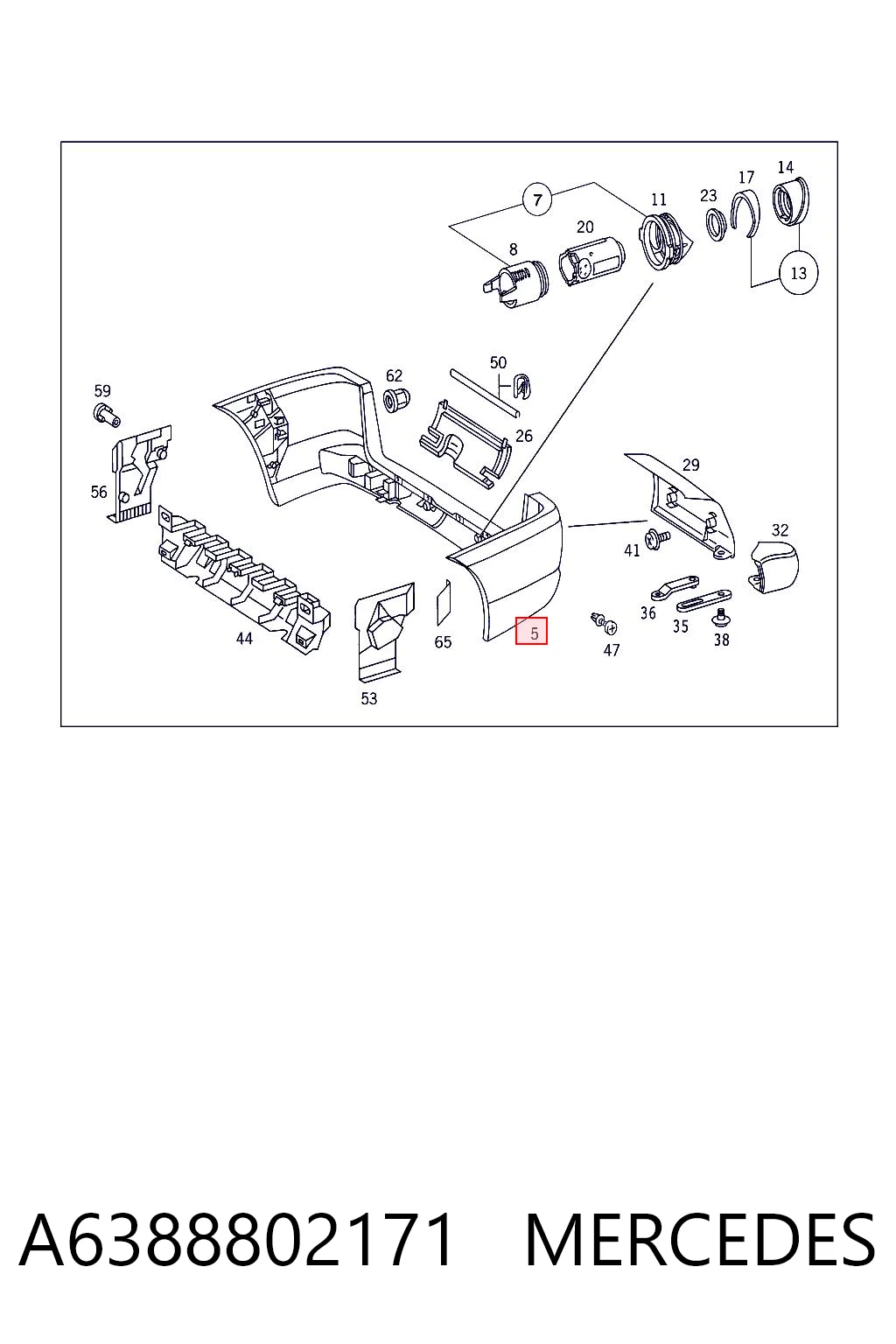 Zderzak tylny Mercedes Vito I awangarda (638) (1997 - 2003) cena, od 108,58 USD