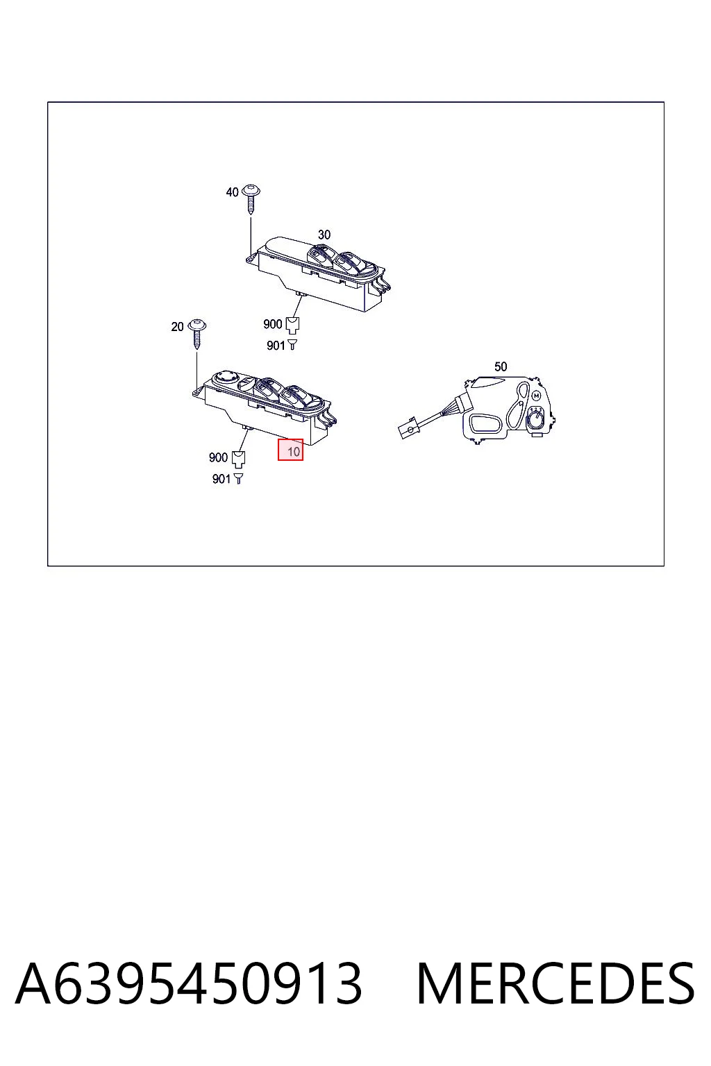 A6395450913 Mercedes Panel przyciskowy sterowania podnośnikiem szyby przedni lewy