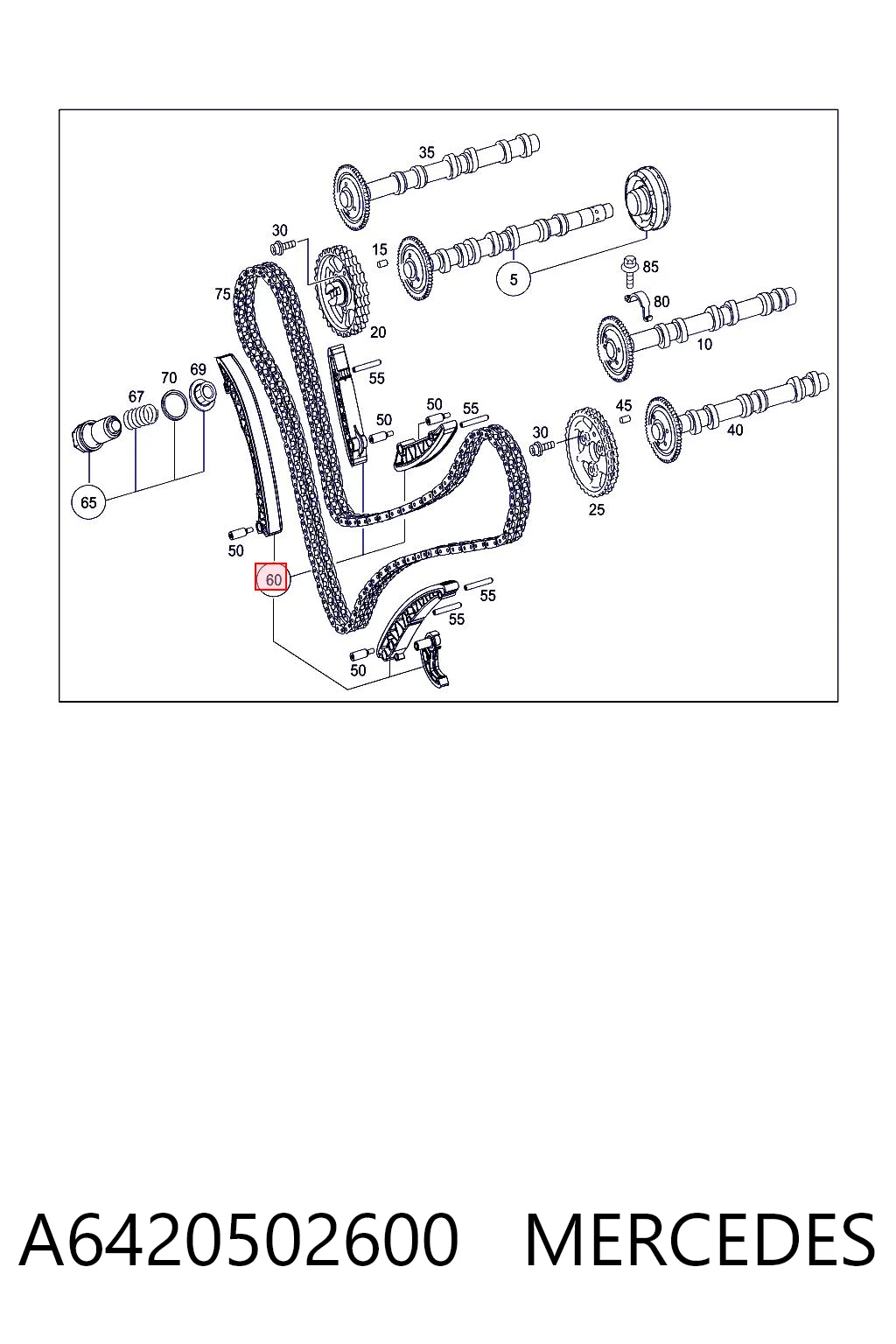 A6420502600 Mercedes Tłumik drgań łańcucha rozrządu, zestaw