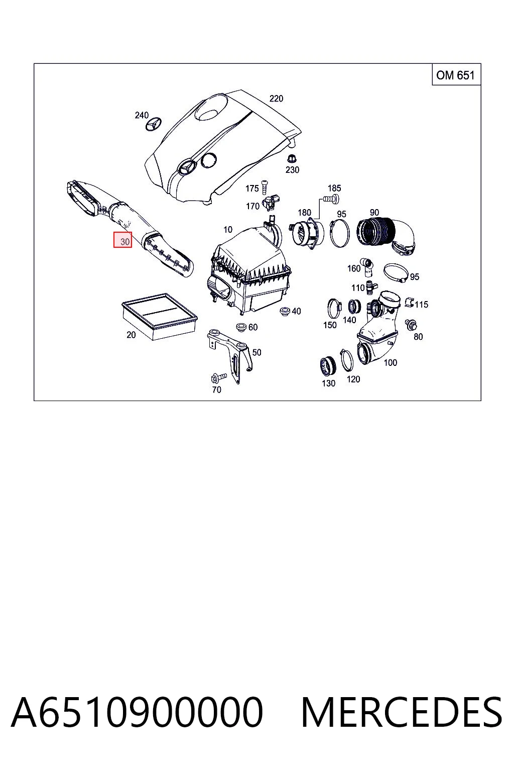 A6510900000 Mercedes Wlot powietrza do filtra powietrza