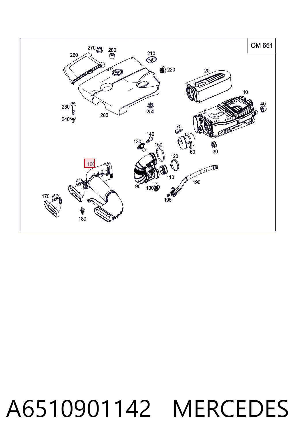 A6510901142 Mercedes Wlot powietrza do filtra powietrza