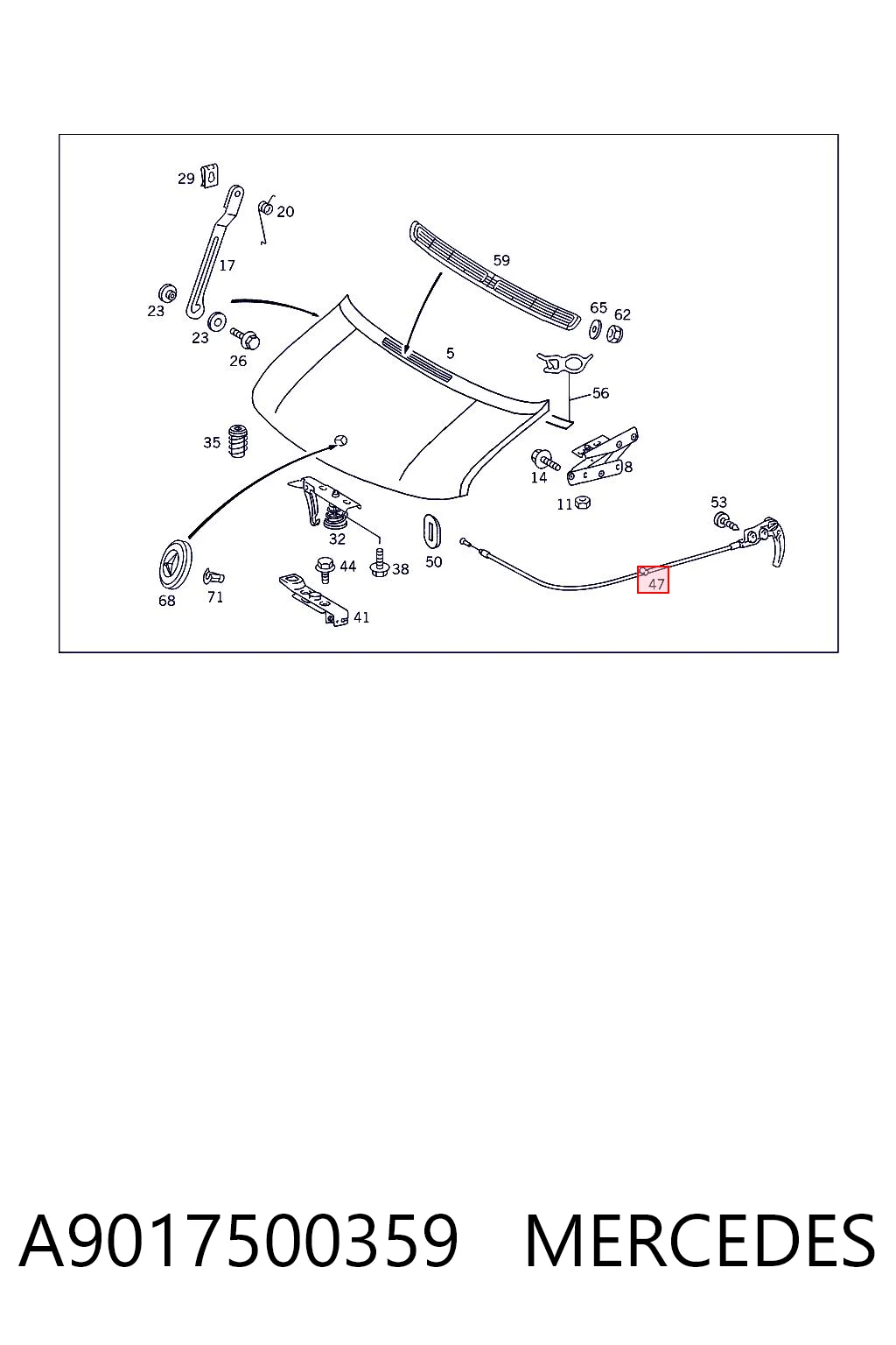 Linka otwierania maski Mercedes Sprinter I 2-t platforma pokładowa (901, 902) (1995 - 2006) cena, od 13,59 USD