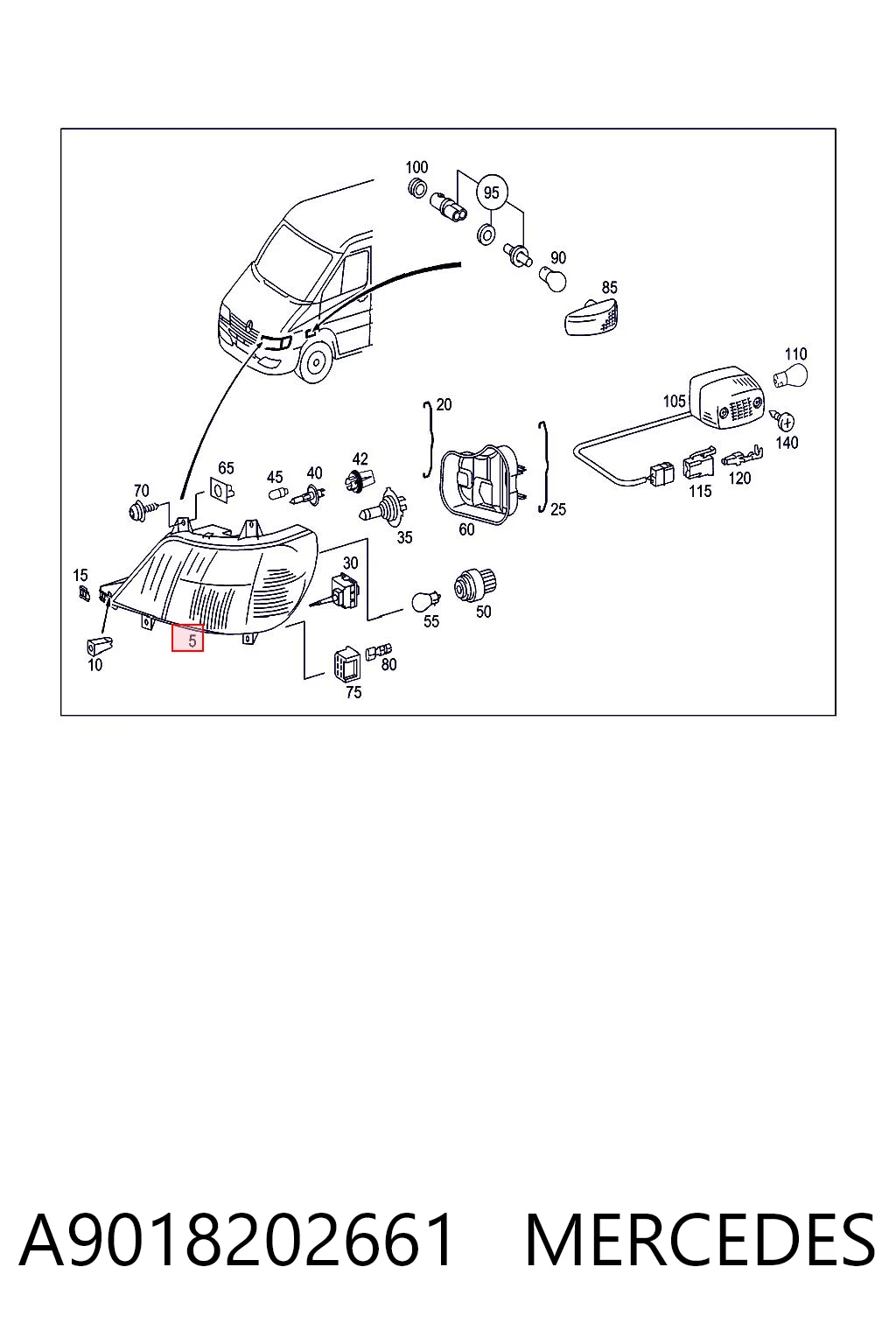 Reflektor lewy Mercedes Sprinter I 4-t awangarda (904) (1995 - 2006) cena, od 110,82 USD
