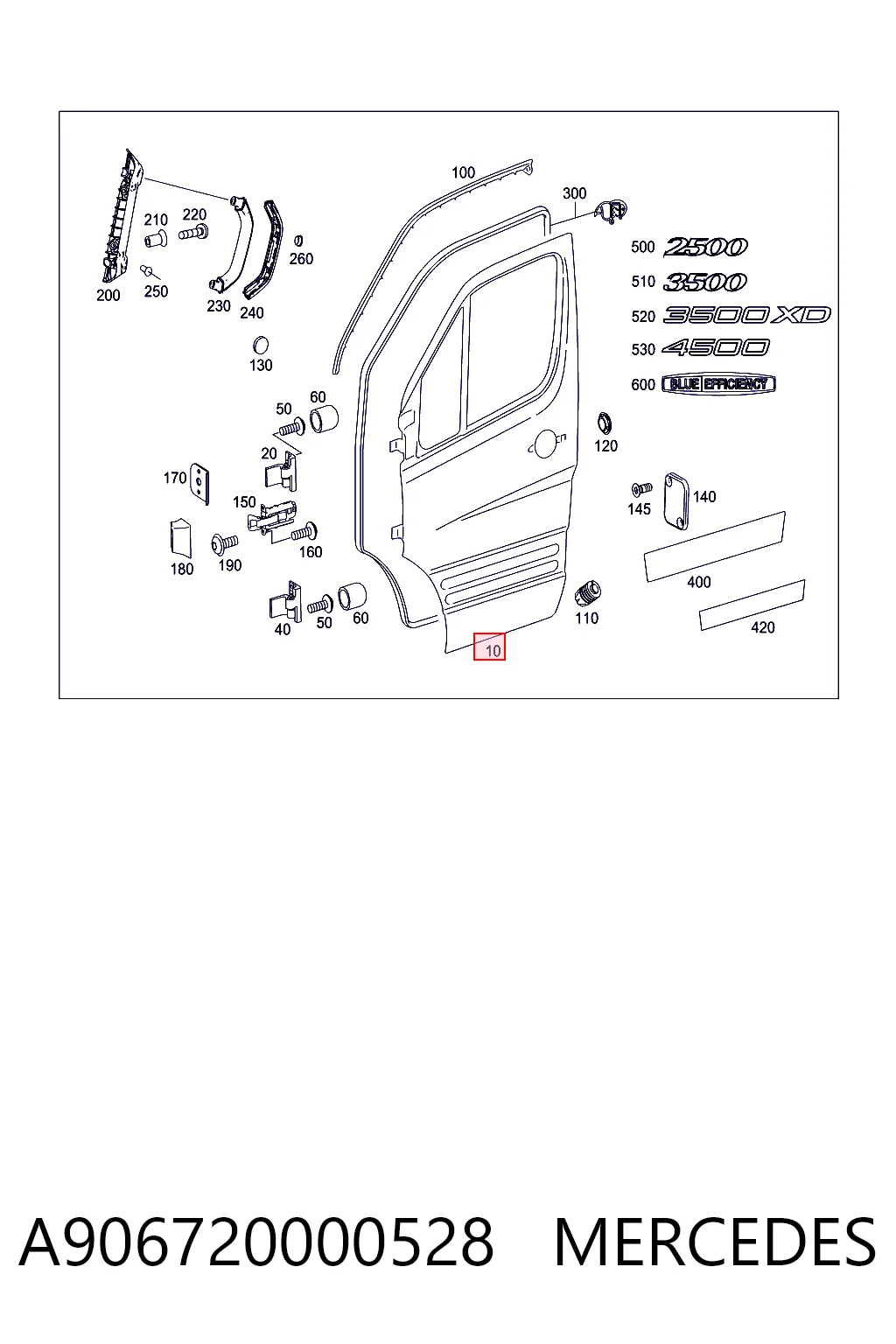 Drzwi przednie lewe Mercedes Sprinter II 3,5-t awangarda (906) (2006 - 2020) cena, od 340,51 USD
