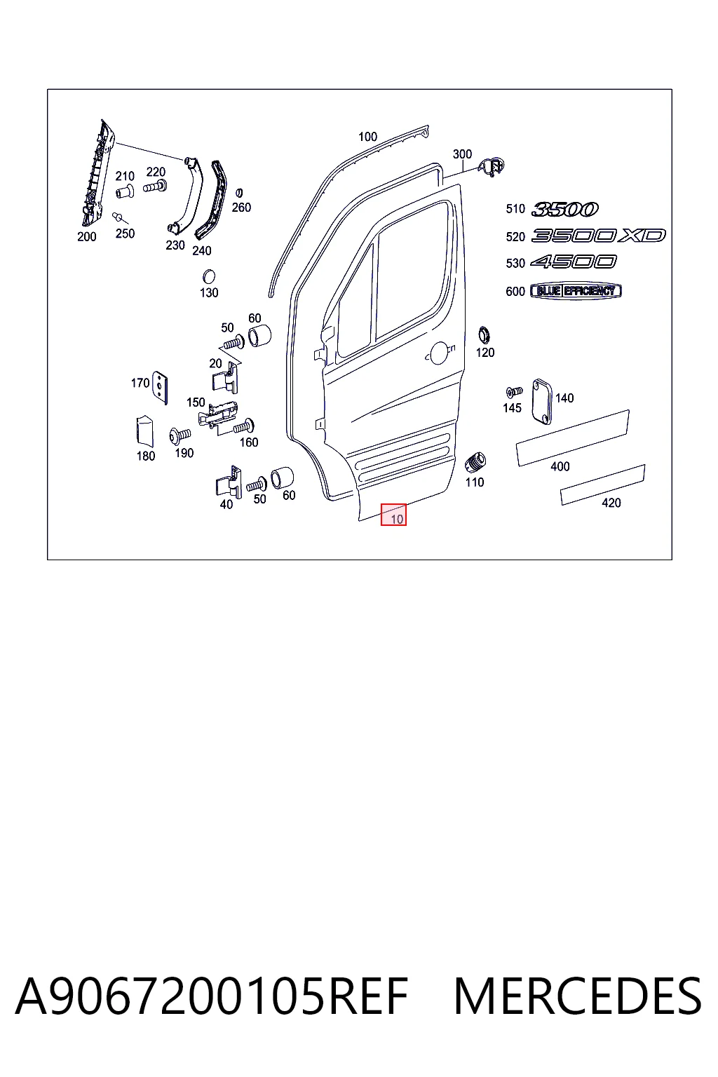 Do koszyka Drzwi przednie prawe Mercedes Sprinter II 3,5-t 906