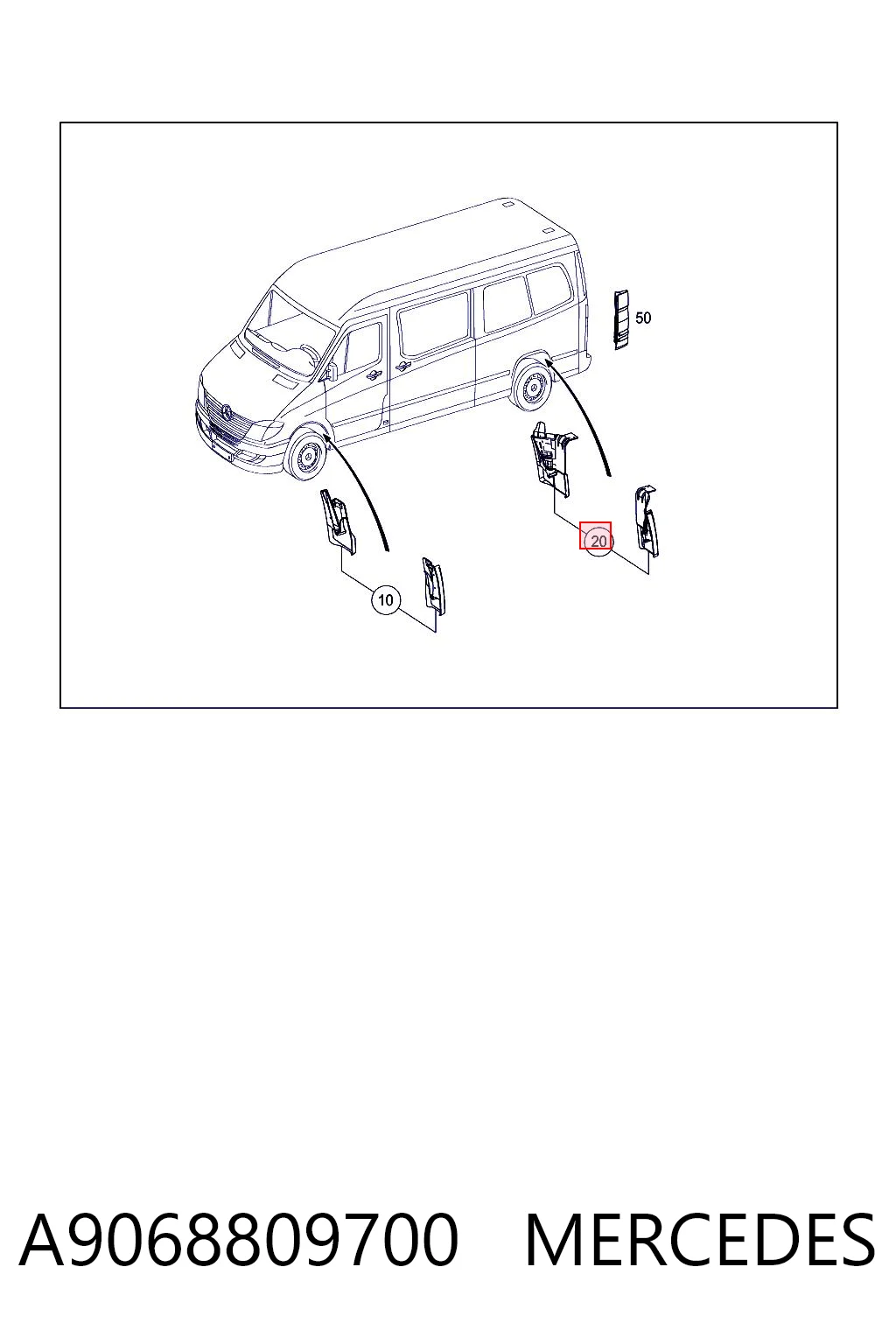 Chlapacze tylne, komplet do Mercedes Sprinter 906